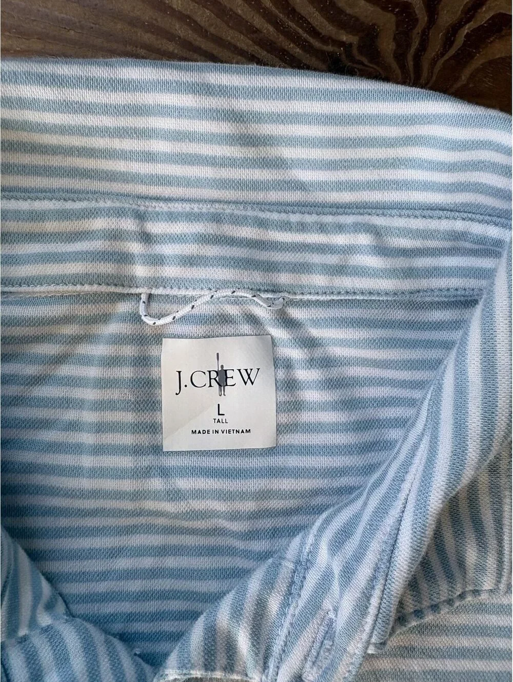 J.Crew Performance Polo Shirt Men's LT Tall Blue White Stripe COOLMAX